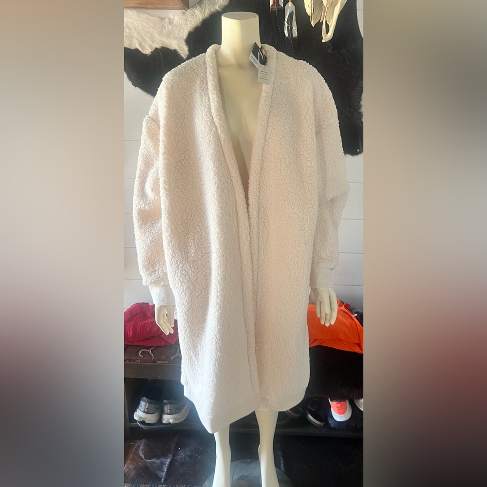 NEW-Vera Wang NEW-Kohl's Cream Teddy Sherpa Open-Front Coat